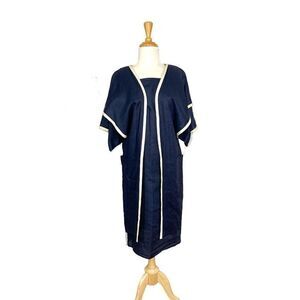 Yeohlee M Navy Linen Dress 80s FLAW SEE PICS Art to Wear Avant Garde Vintage